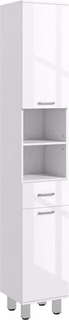 Mobile da bagno moderno Xylo bianco con ante e ripiani interni