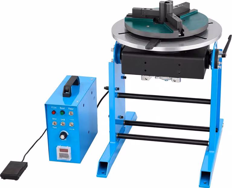 SucceBuy Tavola rotante per saldatura 200 kg, posizionatore per saldatura 120 W, campo di inclinazione da -45° a 90°, velocità di rotazione regolabile da 0,5 a 5 giri/min, elettrica e con pedale, ideale per taglio, levigatura e montaggio