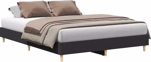 Letto matrimoniale | Letto per adulti | Giroletto senza Materasso Nero 150x200 cm in Legno Multistrato