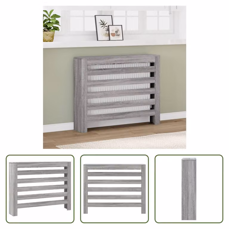 The Living Store Rivestimento per radiatori Grigio Sonoma 104x20x82 cm Materiale a base di legno