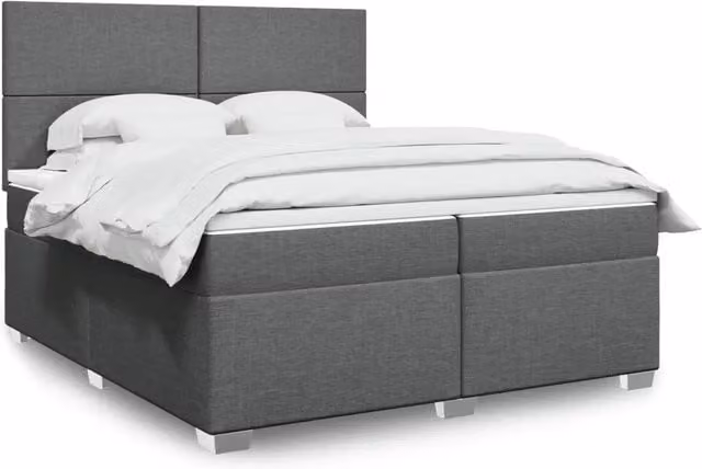 Letto Ibrido con Giroletto a Molle e Materasso vidaXL in Grigio e Bianco 200 x 200 cm – 1