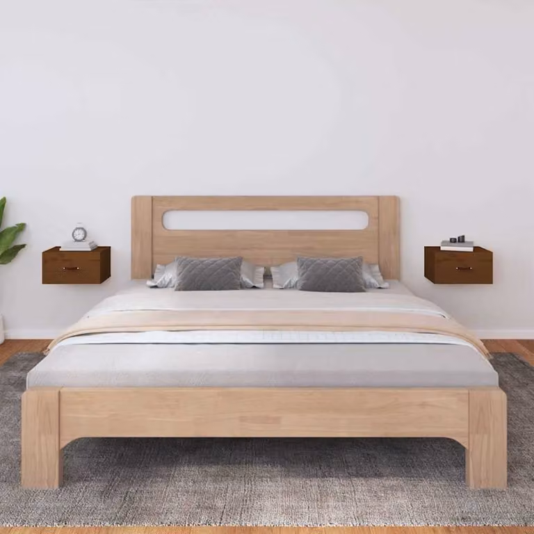 Set di 2 comodini da muro vidaXL in legno di pino color ambra, design moderno, L 40 cm x P 29,5 cm x H 22 cm