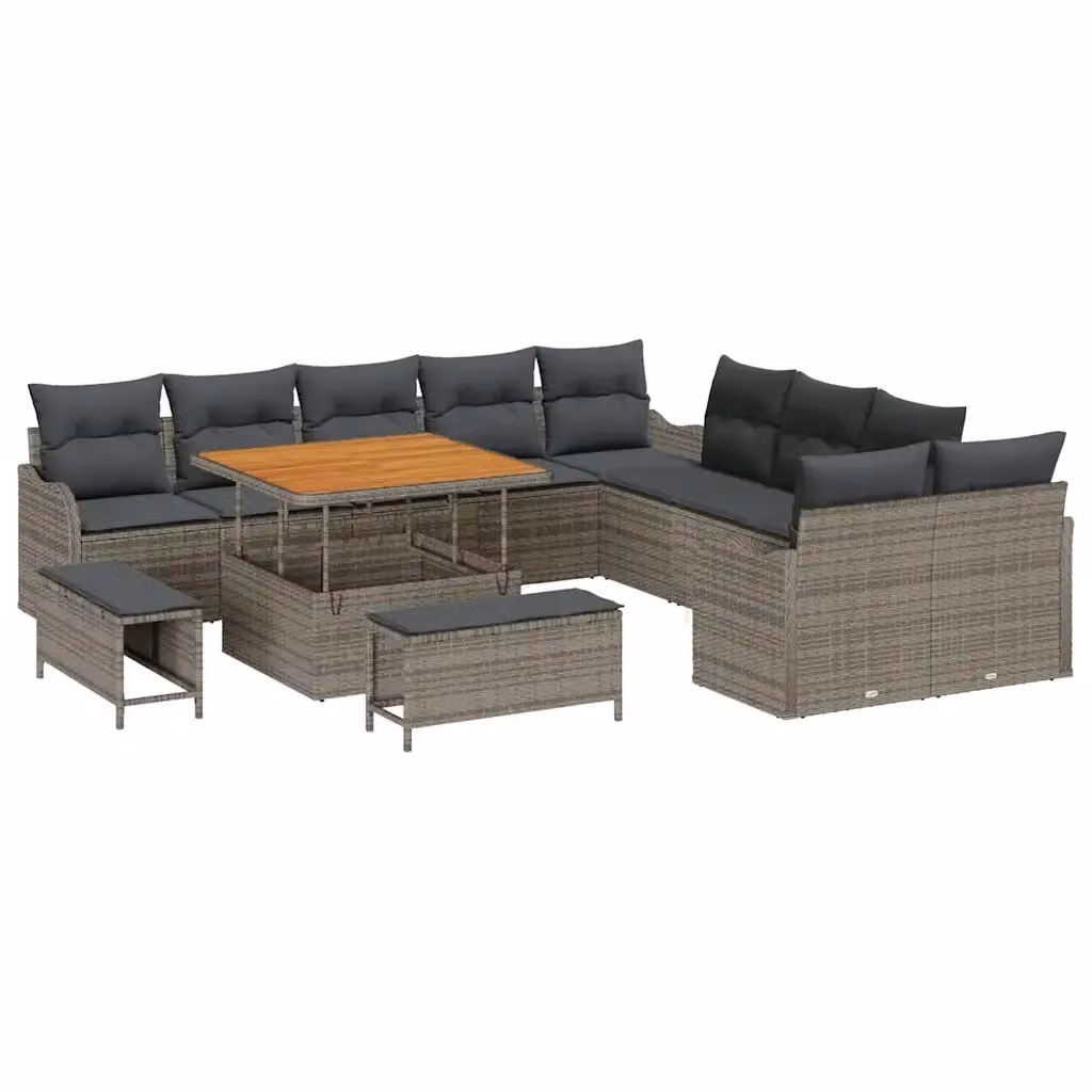 vidaXL Set Divano da Giardino Moderno a Forma di U con 13 Pezzi, Grigio – 2