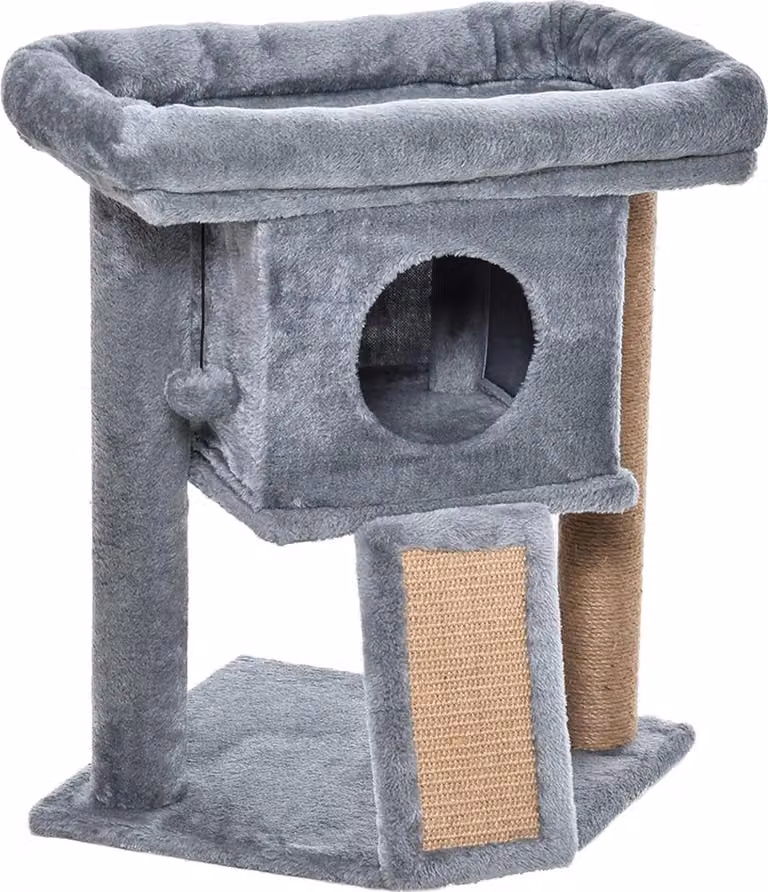 Posto di riposo e tiragraffi per gatti D30-368GY, grigio chiaro, 40 x 40 x 57 cm