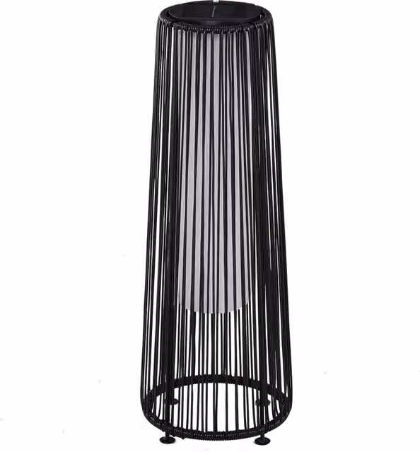 Lanterna Solare da Giardino LED Outsunny in Rattan e Metallo, Nero, Ø 21.5 x H 61 cm – 1