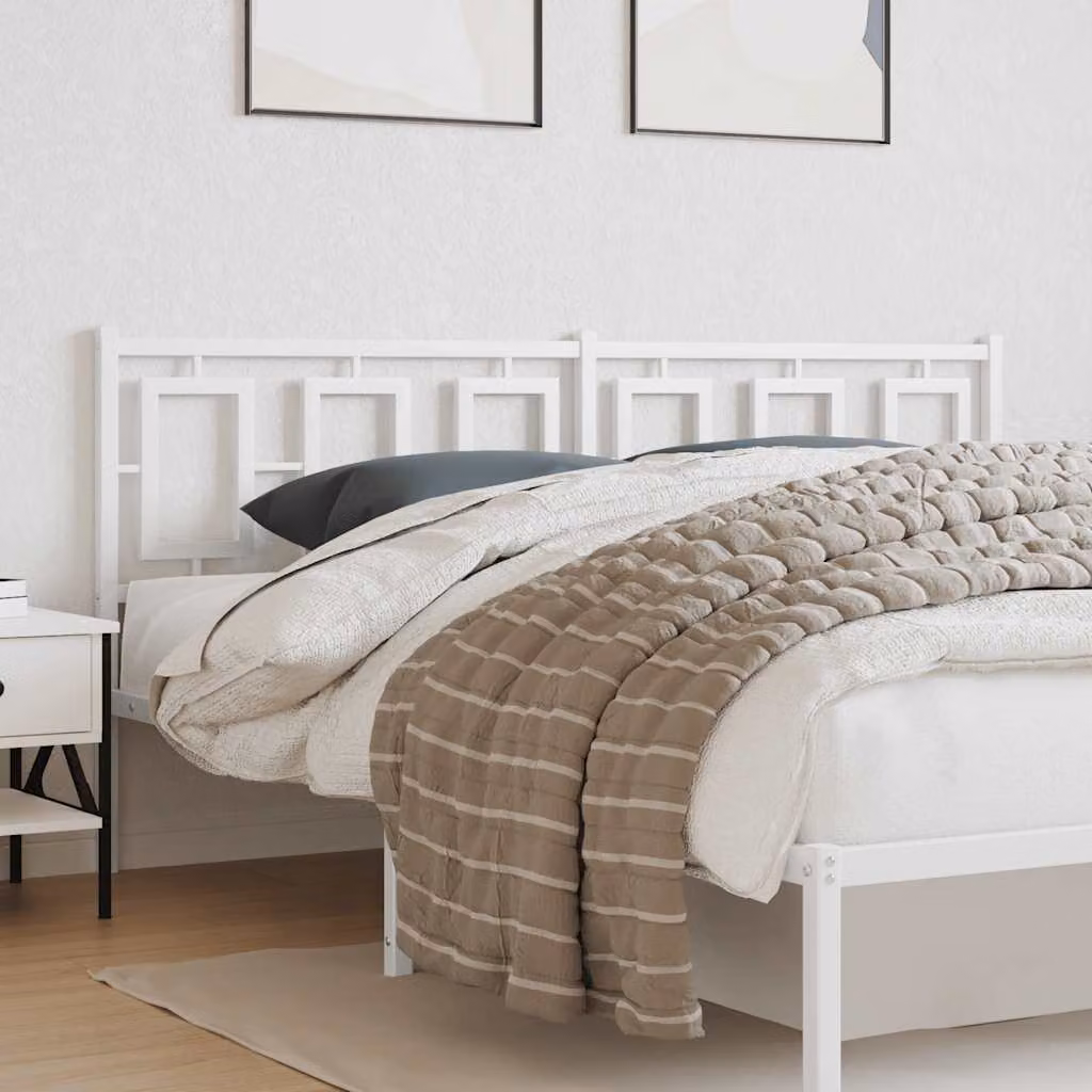 Testiera di ricambio in metallo vidaXL in stile classico, colore bianco laccato, per letto 180x200 cm