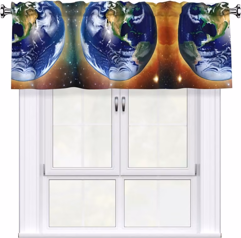 Tenda a pannello decorata "Terra Cosmica", 137,2 x 45,7 cm, facile da installare, adatta per la decorazione di finestre in cucine, camere da letto e altri ambienti