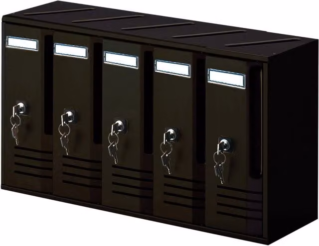 Cassetta postale condominiale Trimec Mod. Cubo a 5 posti in alluminio nero L 52 cm, P 17,5 cm, H 30 cm