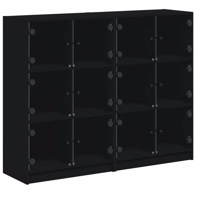 Libreria con Ante Nera 136x37x109 cm in Legno Multistrato