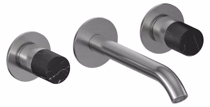 ALLUVION Minerva, miscelatore monocomando in acciaio inossidabile, da incasso, con 3 fori, per lavabo, altezza 190 mm, senza corpo valvola