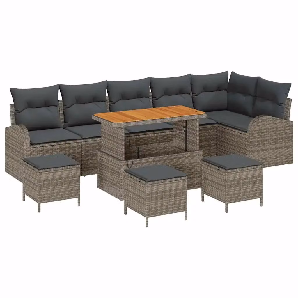 Set Divano da Giardino vidaXL a Forma di L con 10 Pezzi, Grigio – 2