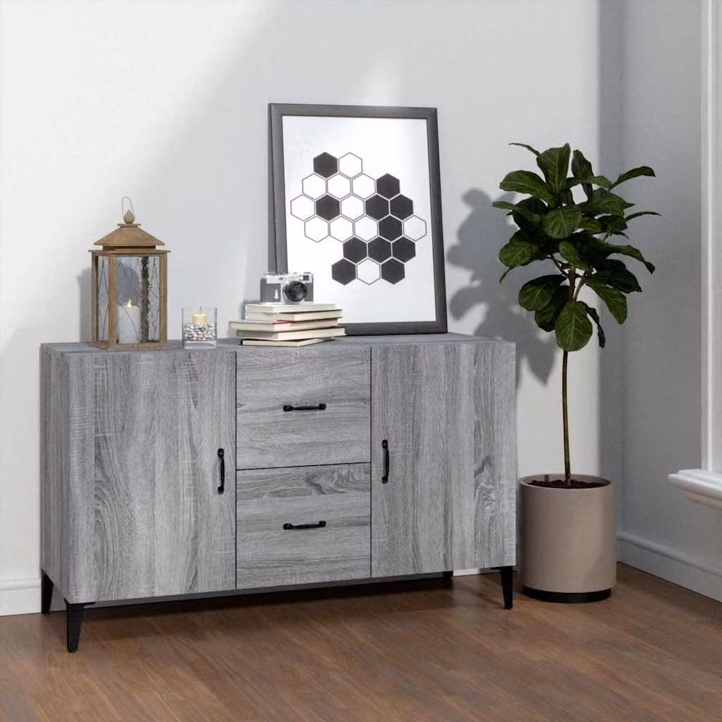 Credenza vidaXL in legno multistrato e MDF, colore Grigio Sonoma, L 100 cm x P 36 cm x H 60 cm