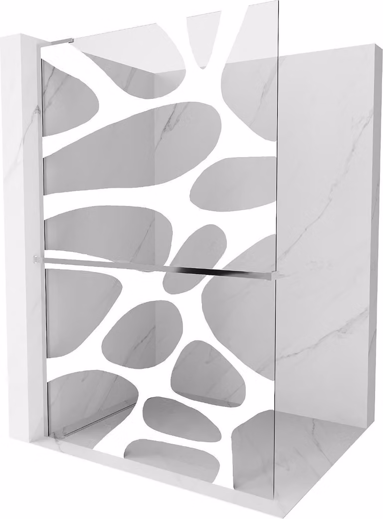 Mexen Kioto+ L Pannello doccia con mensola Walk-in 80 x 200 cm, onda bianca, cromo - 800-080-123-01-97