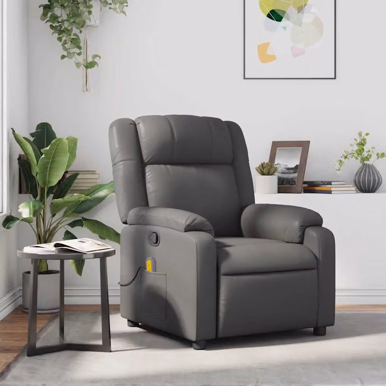 vidaXL Poltrona Reclinabile Relax in Similpelle Grigia con Braccioli
