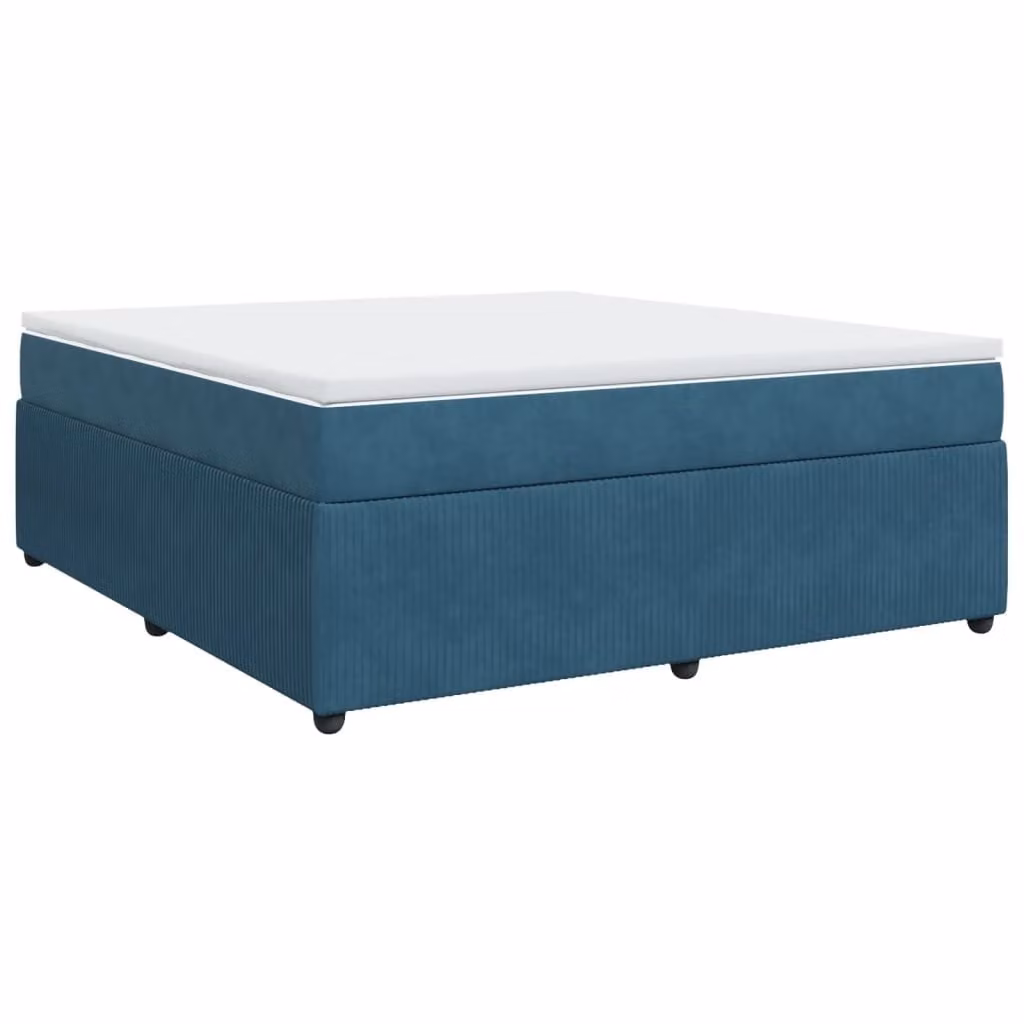 Giroletto a Molle con Materasso Blu Scuro 180x200 cm in Velluto