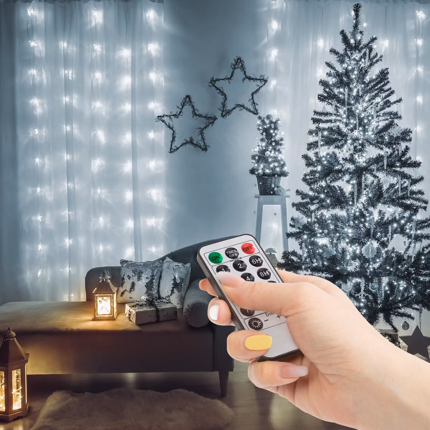 Tenda luminosa - 100 microLED bianchi freddi