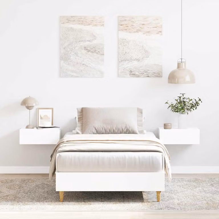 vidaXL Giroletto senza materasso in legno e MDF bianco L 100 cm x P 200 cm x H 25 cm