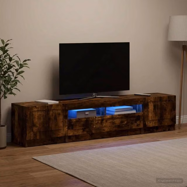 Mobile TV LED UTRECHT 3 pz Rovere Fumo Legno ingegnerizzato 3417007