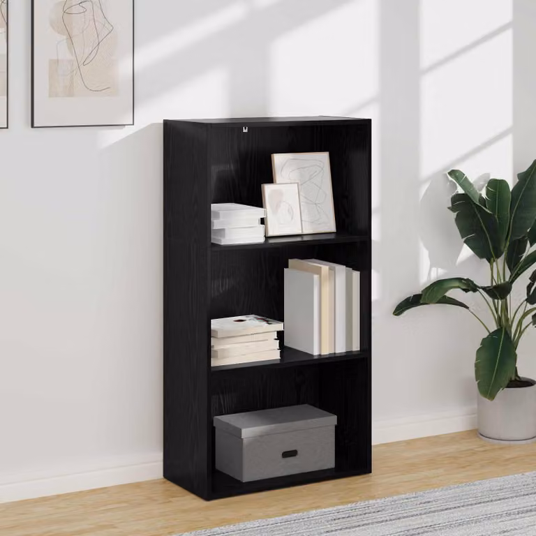 Libreria vidaXL in legno ingegnerizzato e MDF con ripiani regolabili, design minimalista, colore nero e marrone, L 60 cm x P 30 cm x H 114 cm
