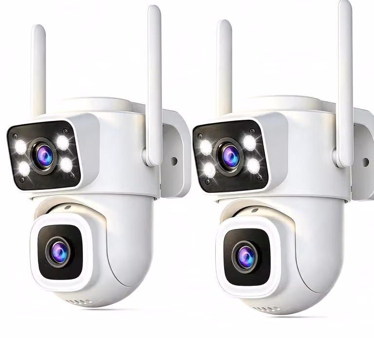 2 telecamere di sicurezza per esterni - doppia lente, risoluzione 2K, zoom 5x