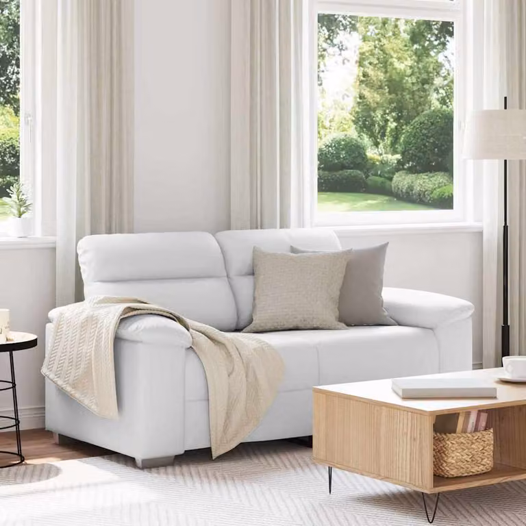 Divano a 2 posti vidaXL in similpelle bianco, design moderno per soggiorno o ufficio, L: 160 cm, P: 81 cm, H: 84 cm