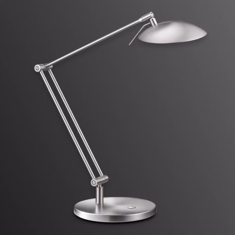 Knapstein Lampada da scrivania a LED COIRA, dimmerabile, Alluminio / Grigio / Zincato, Studio / Ufficio, Metallo, Design, Lampada da tavolo LED