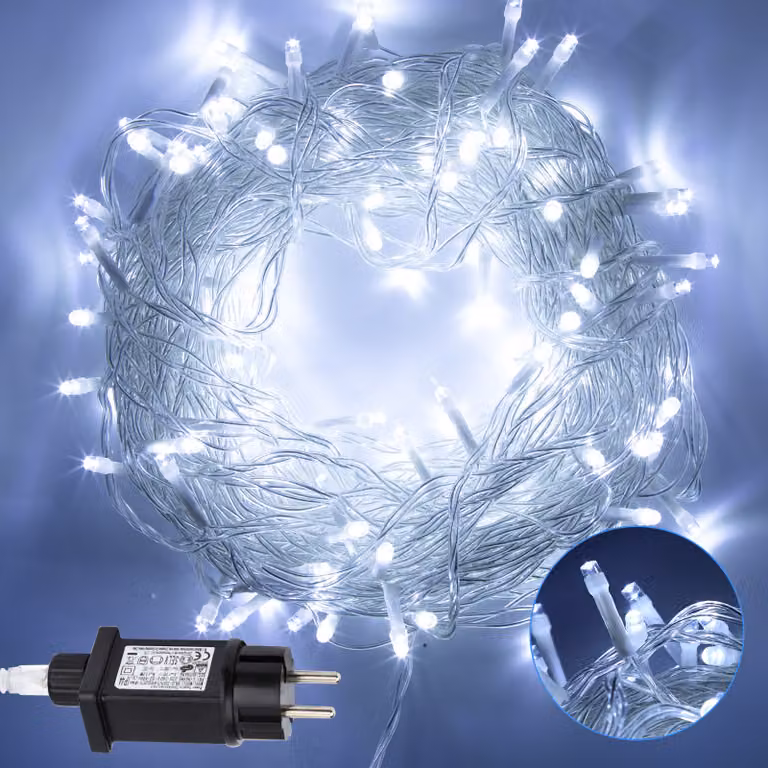 Izrielar LED luci fiabesche 10M 100LEDs con 8 modalità per interno Natale festa giardino operazione stella scintillante effetto decorazione bianco freddo