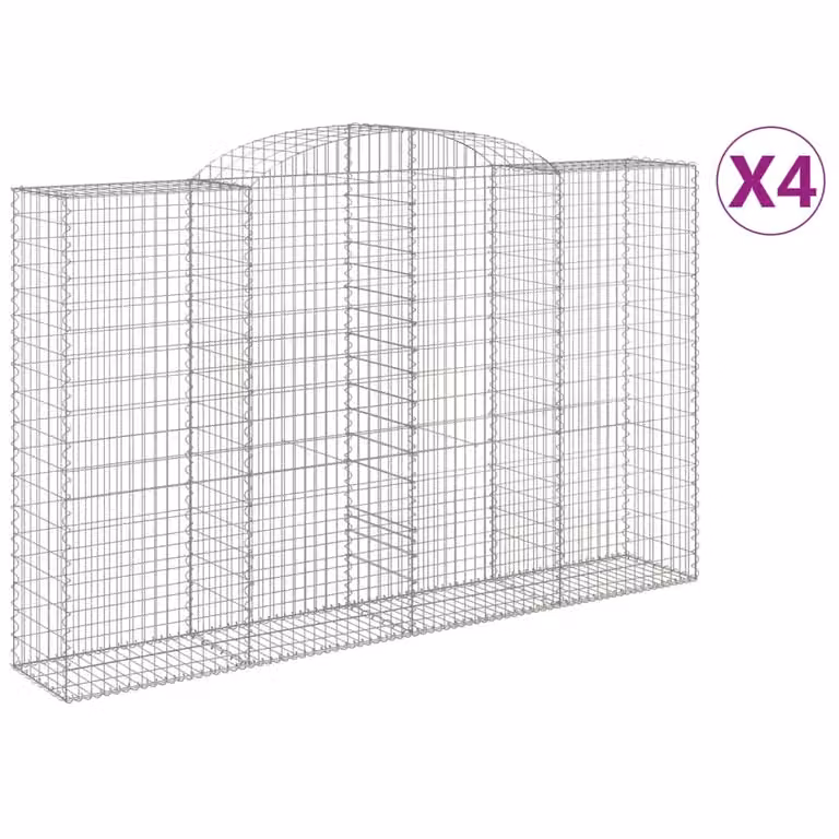 Cesti Gabbioni ad Arco 4 pz 300x50x180/200 cm Ferro Zincato