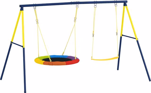 AIYAPLAY Set di Altalene per Bambini Parco Giochi da Esterno, Multicolore   Aosom Italy