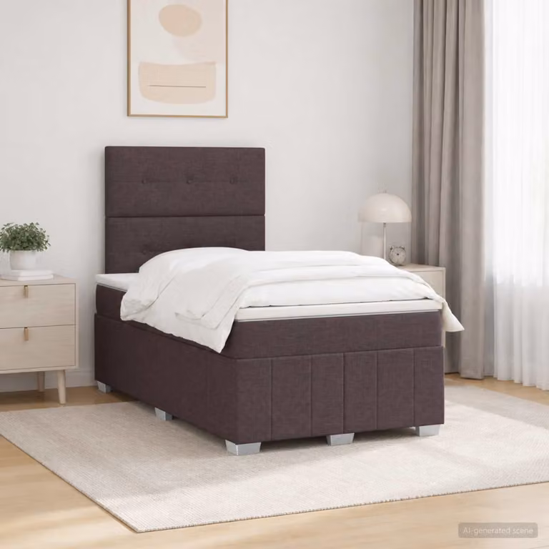 Letto Box Spring vidaXL con Materasso a Molle Insacchettate, Illuminazione LED Sotto il Letto e Porta USB, Marrone e Bianco, L/P/H: 120 x 200 cm