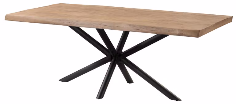 MASSIVMOEBEL24 | Tavolo da pranzo in legno di mango 220x100x76 laccato beige / gambe incrociate antracite matt FREEFORM 5