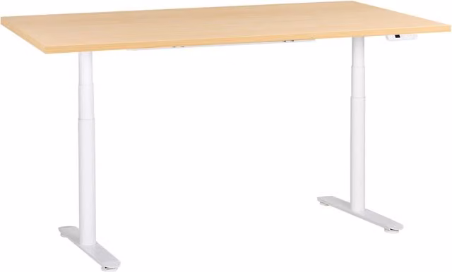 Scrivania regolabile in altezza elettricamente bianco 180 x 72 cm bianco e marrone chiaro in acciaio verniciato a polvere