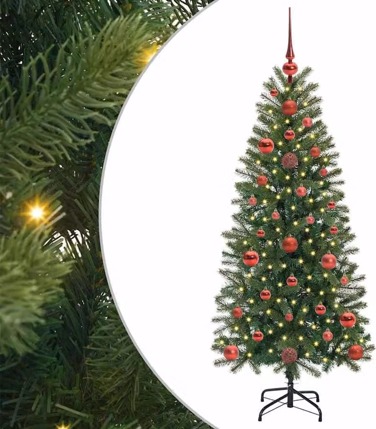 Albero di Natale artificiale con 150 LED Verde 120 cm PE e PVC