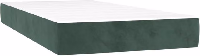 Materasso Ibrido a Molle Insacchettate con Rivestimento in Velluto Verde Scuro e Bianco, L/P/H: 90 x 200 x 20 cm