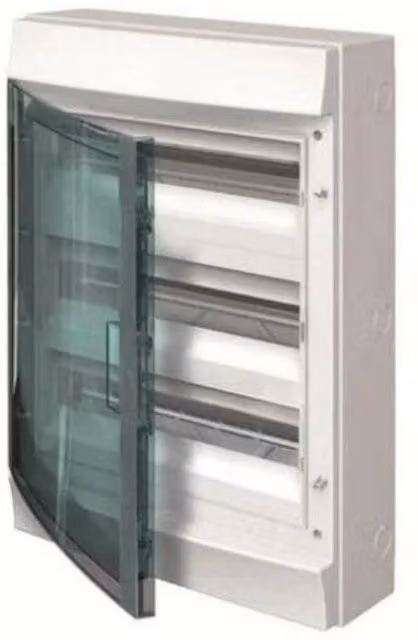 Centralino da parete Faeg FG14554 in plastica con 54 moduli, grado di protezione IP65, disponibile nei colori grigio, blu o bianco