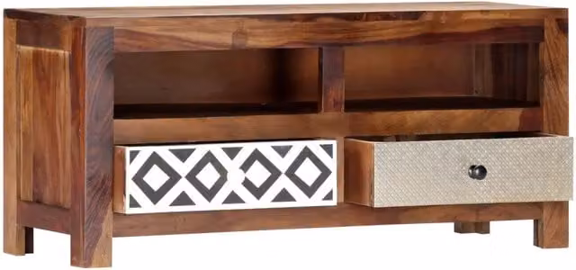 Mobile Porta TV vidaXL in Legno di Acacia Marrone L: 90 cm, P: 30 cm, H: 40 cm
