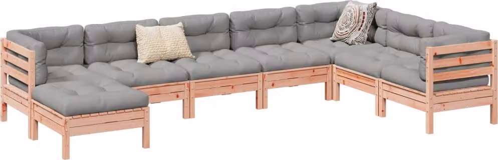 The Living Store Set di divani da giardino 8 pezzi con cuscini in legno massiccio di abete Douglas