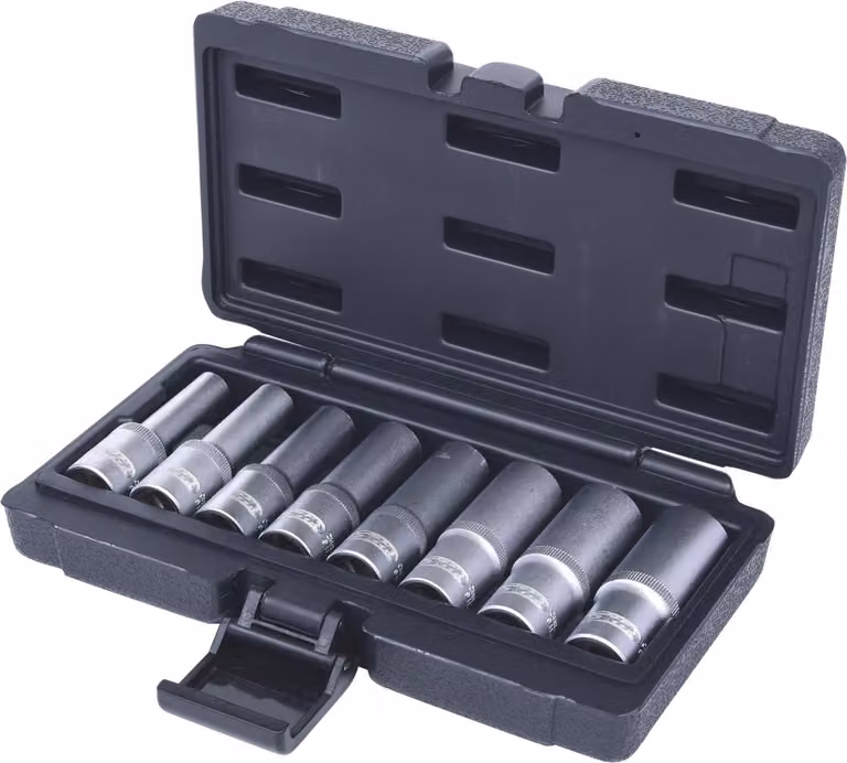 KS Tools Set di chiavi a bussola Torx E da 1/2", lunghe, 8 pezzi, E10-E24, 911.4420