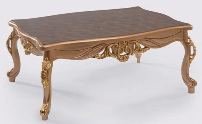 Casa Padrino tavolo da salotto barocco viola / grigio / oro 116 x 85 x h. 50 cm - Tavolino nobile in legno massiccio in stile barocco - Mobili da salotto barocchi