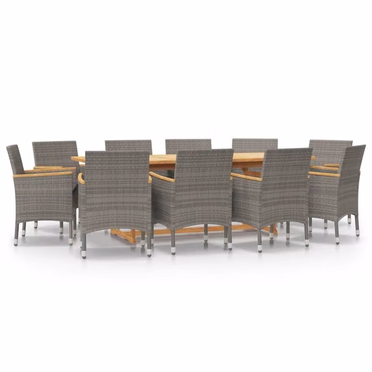 Set da Pranzo per Giardino 11 pz con Cuscini Grigio