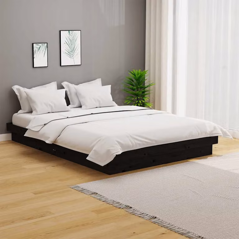 vidaXL Giroletto in Legno Massello di Pino Nero L: 120 cm, P: 200 cm
