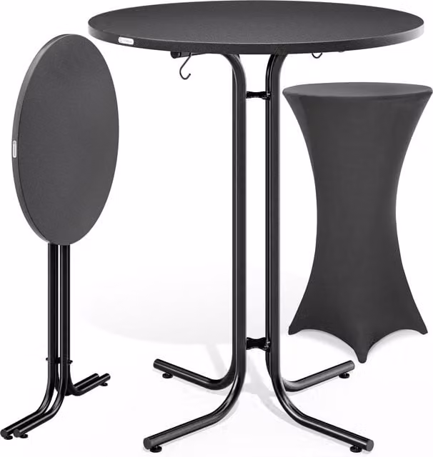 Tavolo bar Casaria® grigio con copertura inclusa L: 110 cm, P: 70 cm, H: 110 cm e copertura Ø: 70 cm