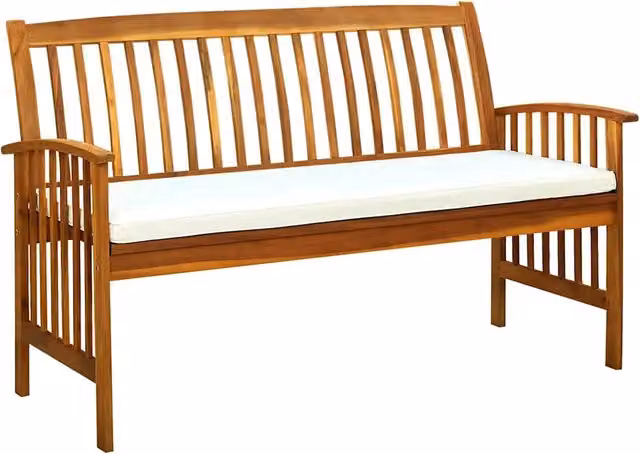 Panchina da Giardino con Cuscino 147cm Legno Massello di Acacia