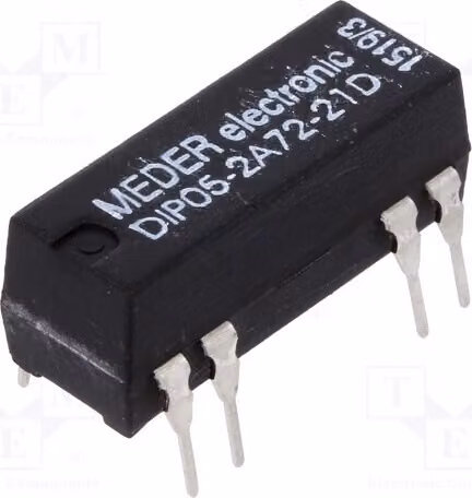 1 relè: contatto Reed, 1A, bobina: 5VDC, massimo 200VDC, massimo 200VAC, DIP05-2A72-21D, elettromagnetico
