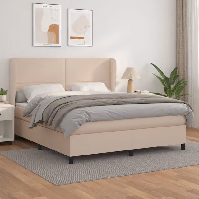 Letto Ibrido con Giroletto a Molle e Materasso vidaXL in Similpelle Beige e Bianco L/P/H: 180 x 200 x 128 cm – 1