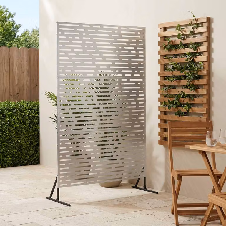 Paravent per privacy vidaXL in acciaio inox argento, L 100 x P 50 x H 180 cm