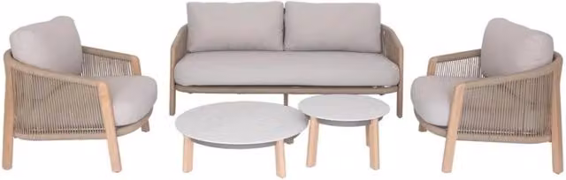 Set da salotto da esterno Nelora 5P Bricoware in alluminio con cuscini beige o grigio