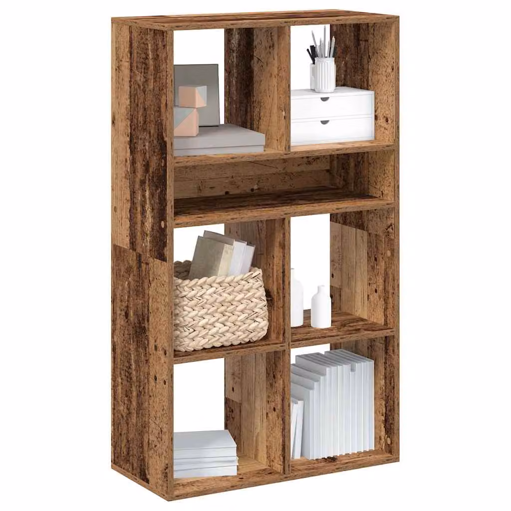 Libreria vidaXL in legno multistrato e MDF color marrone stile rustico L: 66 cm, P: 31 cm, H: 112 cm