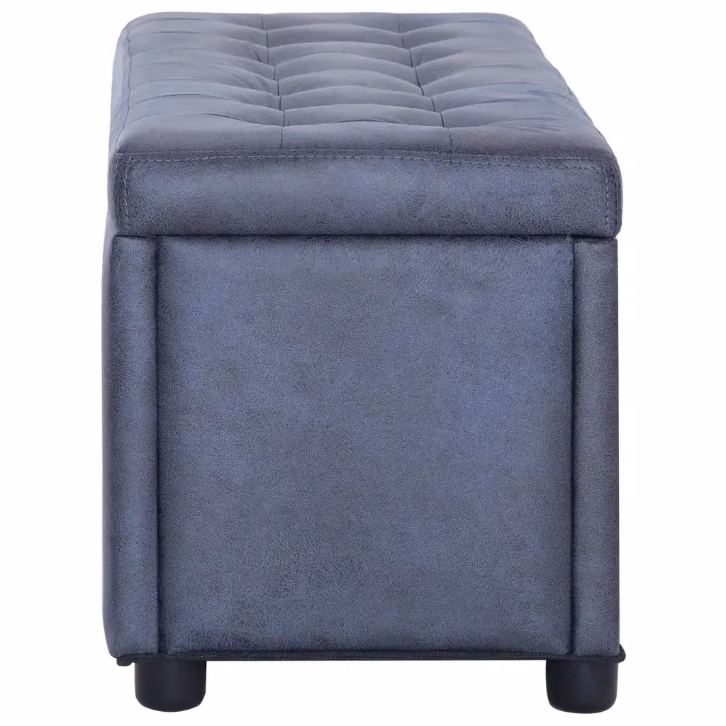 Cassapanca moderna vidaXL in similpelle scamosciata grigia con struttura in legno di pino L: 87,5 cm, P: 40 cm, H: 40 cm – 2