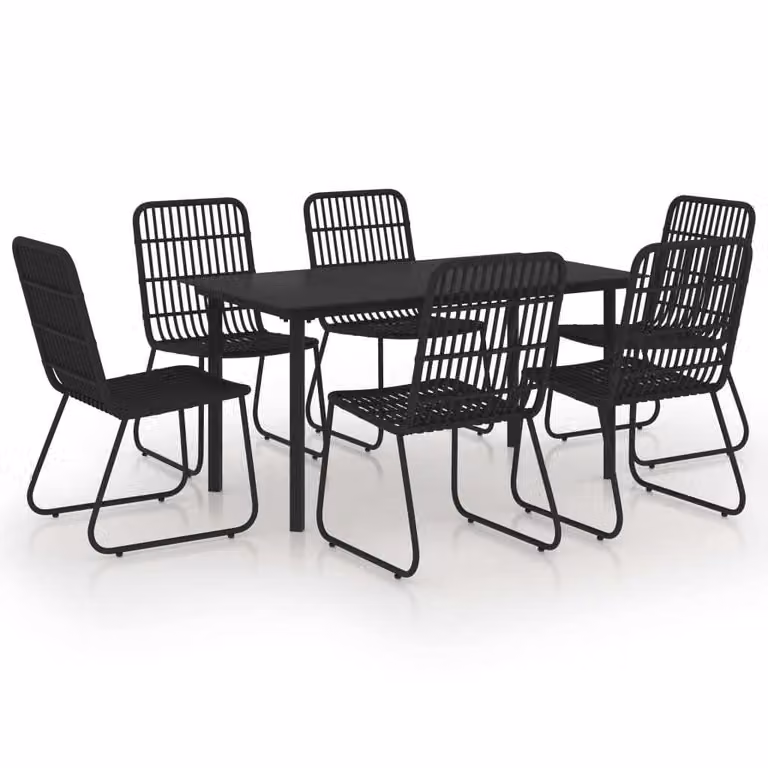 Set da Pranzo da Giardino 7 pz in Polyrattan e Vetro